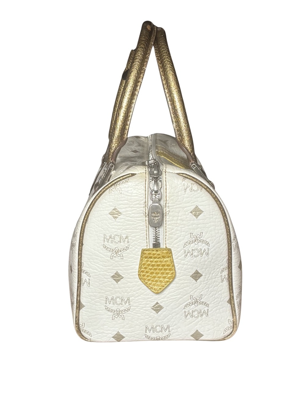 MCM Visetos Leather-Trimmed Boston Bag - Picture 3 of 9